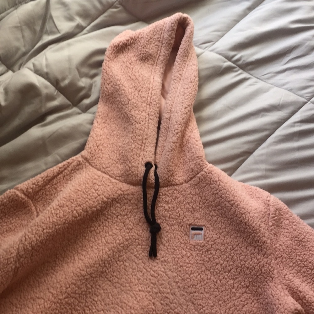 Pink FILAS hoodie crop top